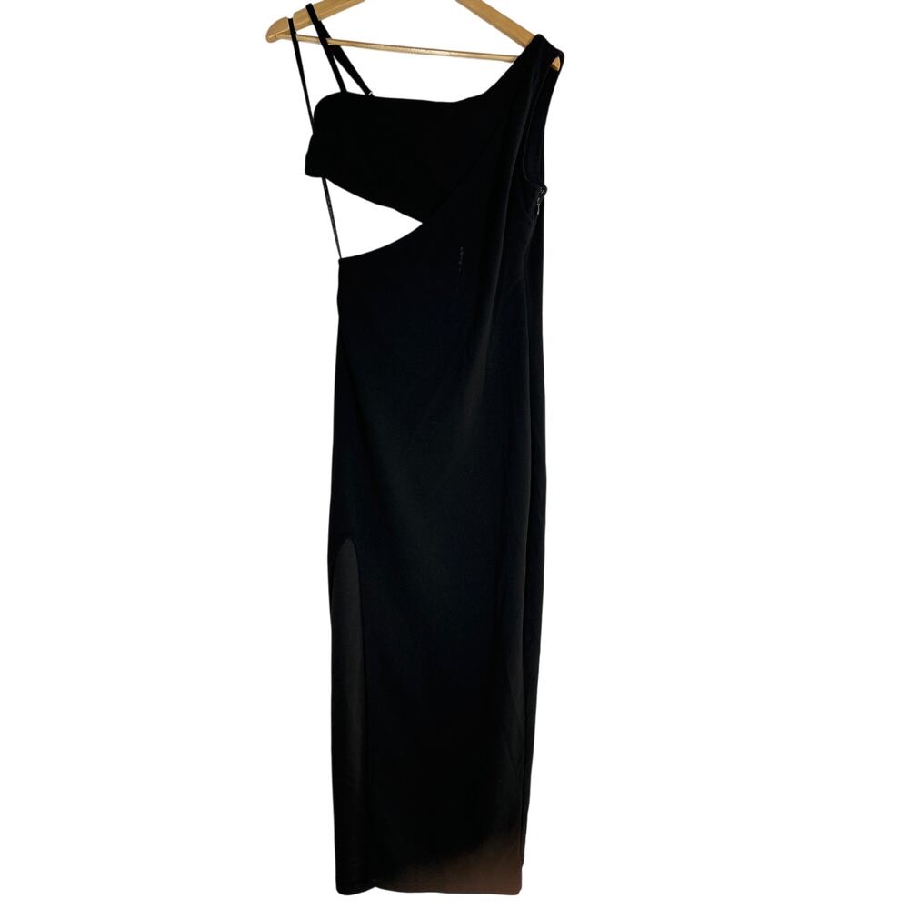 RACHEL Rachel Roy Phoenix Gown Asymmetric Neck Cutout Maxi Sheath Dress Black M - Picture 3 of 11